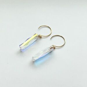 Elegant Unique 14K Gold Filled and Iridescent Crystal Earrings